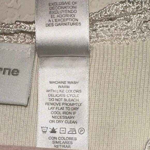 Liz Claiborne LizSport Cream V Neck Sweater Vest with Crochet Lace Trim - Picture 5 of 5